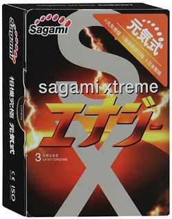 *SAGAMI Energy  3шт. Презервативы со вкусом энергетического напитка, латекс 0,04 мм - фото 12343
