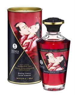 Согревающее масло для поцелуев Shunga Brazil Cherry Пылающая вишня 100 мл - фото 21955