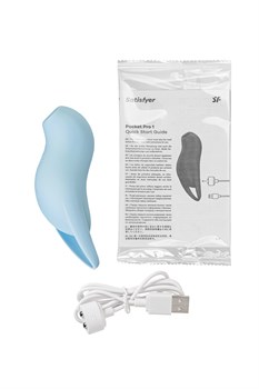 Вакуумный стимулятор клитора Satisfyer Pocket Pro 1, голубой - фото 24796