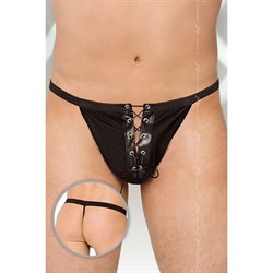 Стринги мужские со шнуровкой, черные, SoftLine, S/L - фото 24869