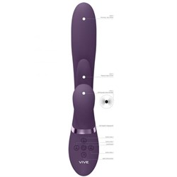 Вибромассажер-кролик Vive Kura с пенетрацией, импульсной стимуляцией и язычком, фиолетовый - фото 25193