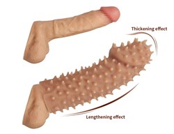 Насадка KOKOS реалистичная с дополнительной стимуляцией, TPR, телесный, 14,7 см, ES.07-M - фото 25466