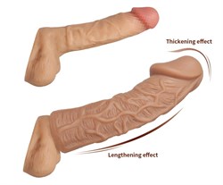 Насадка KOKOS с  дополнительной стимуляцией, реалистичная,TPR, телесный, 14.7 см, ES.05-M - фото 25552