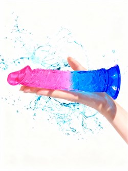 Фаллоимитатор гелевый на присоске EROWOMAN, розово-голубой, L 18 см, D 3,7 см - фото 25585