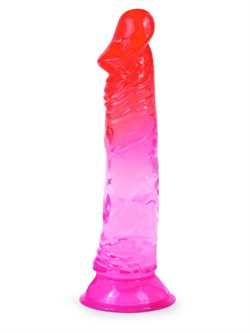 Фаллоимитатор гелевый на присоске EROWOMAN, розово-красный, L 18 см, D 3,7 см - фото 25589