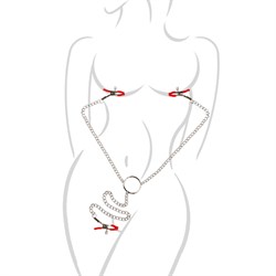 Зажимы для сосков и клитора, металл, красный - фото 25691