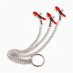 Зажимы для сосков и клитора, металл, красный - фото 25692