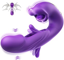Вибратор с функциями фингеринга и лизания, Secwell, фиолетовый - фото 25812